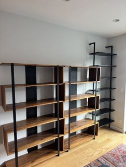 Crate & Barrel Austin Room Divider Bookshelf — Solid Walnut (2 available)