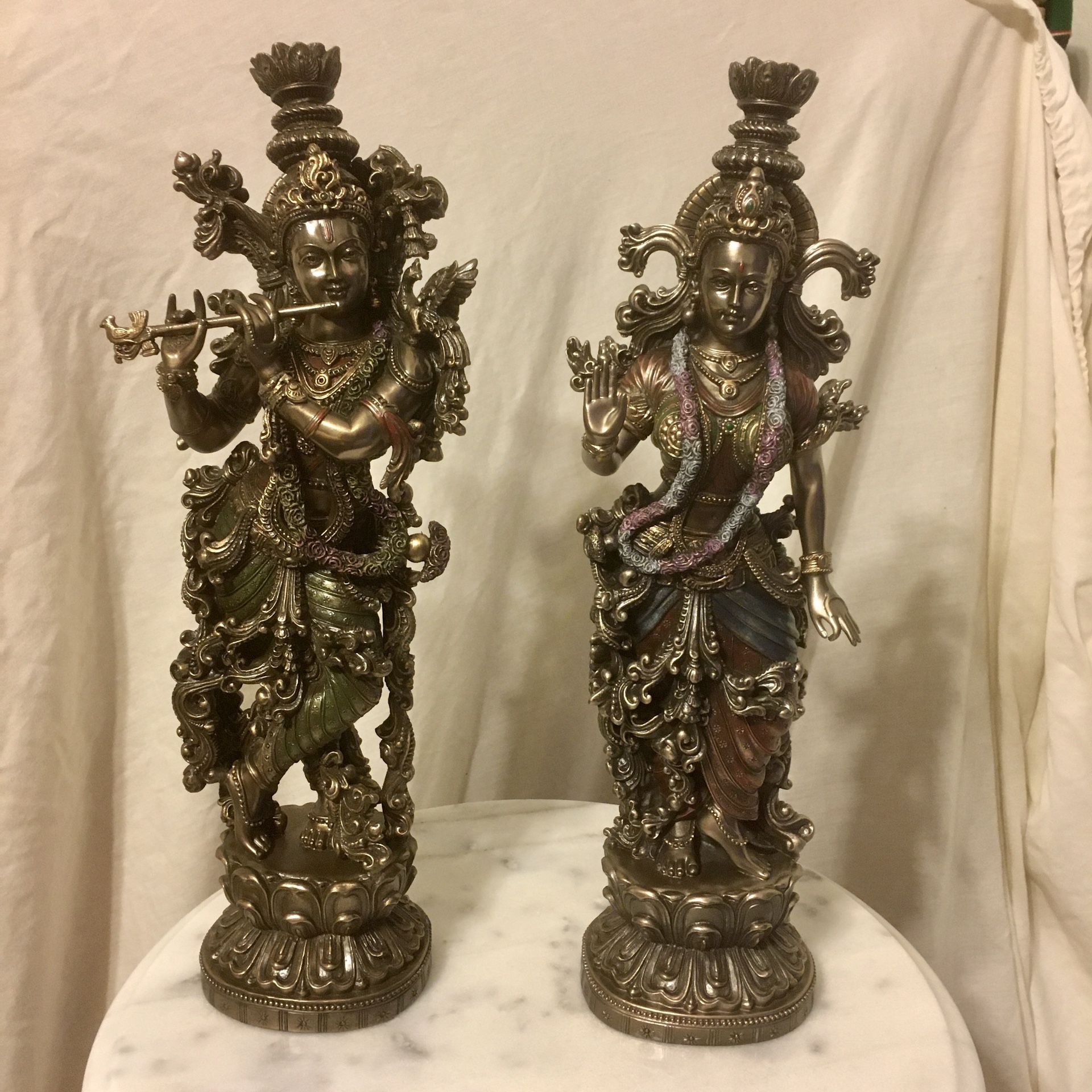 Lord Krishna and Radha - statue pair / idols