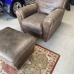 Leather Chair  w/ Ottoman 