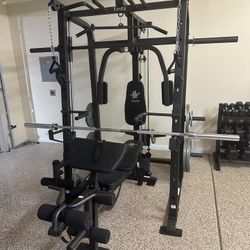 Vesta Fitness Smith Machine 1001 w/Bench Attachment | 230lb Bumpers Olympic Weights | 7ft Olympic Bar | Gym Equipment | FREE DELIVERY/INSTALL🚚 