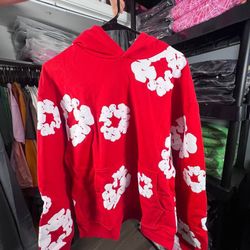 Red And White Denim Tears Hoodie 