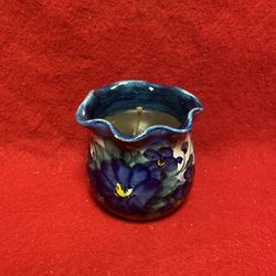 2.5 Inch Handmade Hand Painted Blue Ceramic Greek Candle Imported From Greece