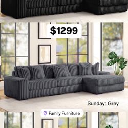 Beautiful Sectional Grey Or Black Color 142” Inches Long