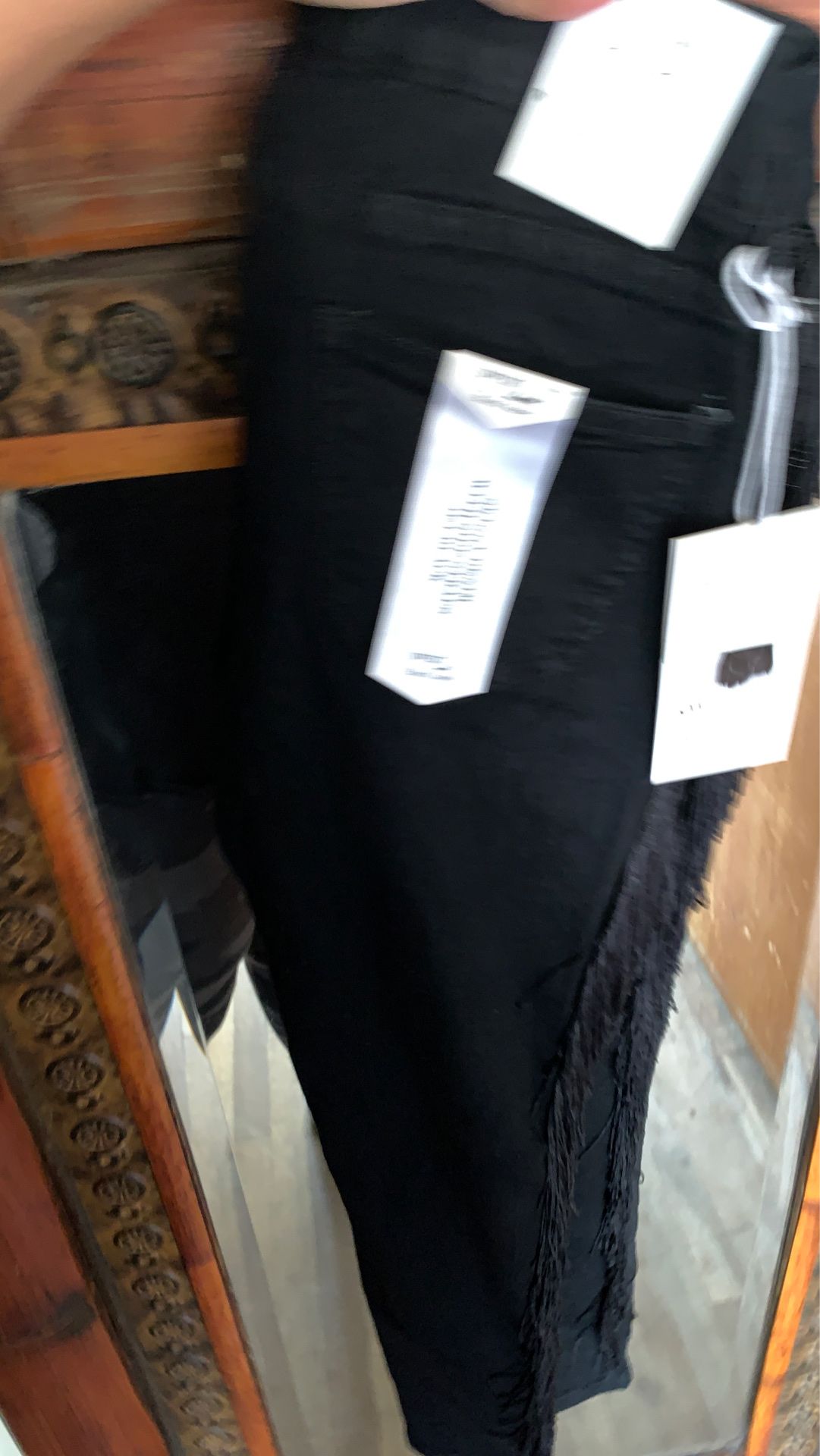 Brand new extra stretchy fringe black denim