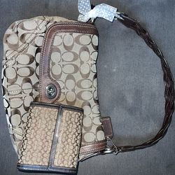 Brown Authentic Coach Bag with Wallet