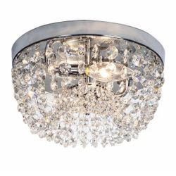 Crystal Ceiling Flush Mount Light Fixture Modern Chandelier Chrome 2 Silver New