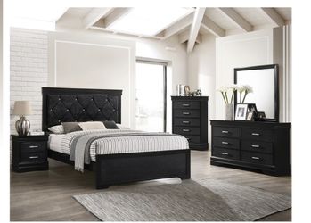 4- Pc Bedroom set Dresser,Mirror  Nightstand (1) Queen size bed frame  Not including Mattress and Box Sp
