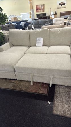 2 Piece Sectional with storage chaise & Pullout bed on