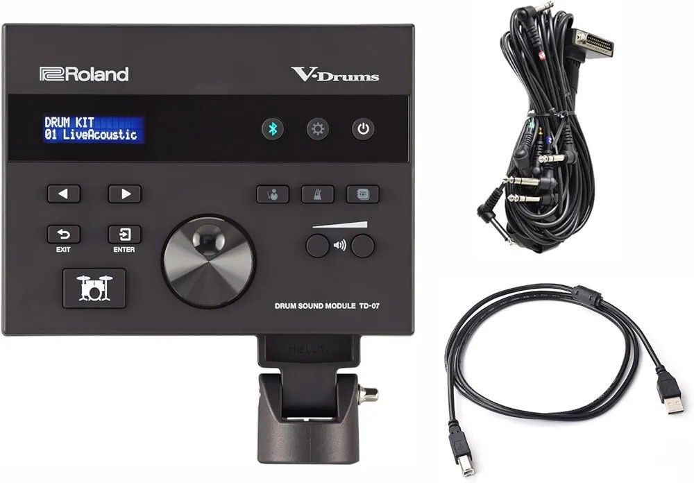 Roland V-Drum TD-07KX Cymbals, Module, wiring Harness, Bass Drum Pedal, and Hi Hat Pedal (New in Boxes) Bundle