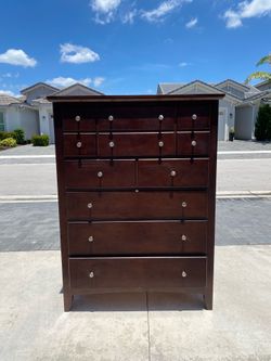 Dark Brown Tall Dresser Chest with 9 Drawers