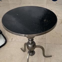 Vintage Marble  Side Table 21” H -  18 Diameter