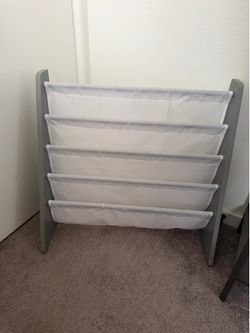Montessori kids Book shelf white and gray