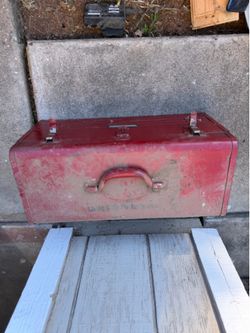 Red metal toolbox