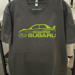 SUBARU WRX Impreza HKS Logo Design Tshirt (Large Size Adult) Army Green Color Shirt.