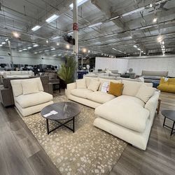 BIEGE water resistant cloud 3pc sectional with accent pillows