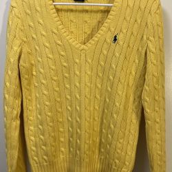 Ralph Lauren V Neck Sweater In Yellow