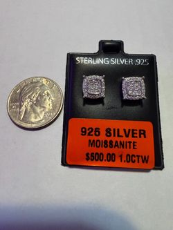 New Sterling Silver 925 Moissanite Stud Earrings 1.0 CTW