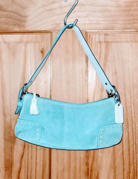 Coach 💙Tiffany Blue suede mini tote