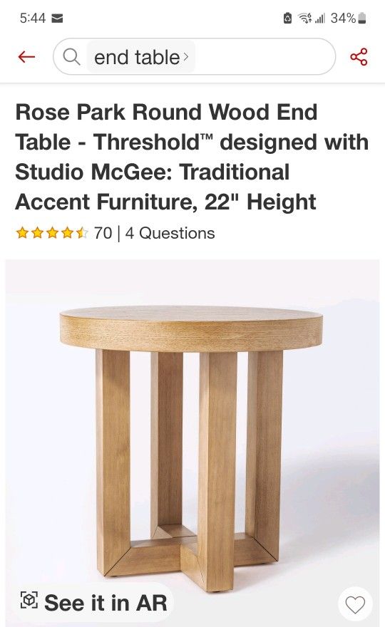 Round Wood Accent Table