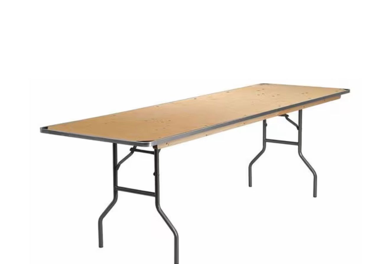 FLASH FURNITURE Rectangle Folding Table, 30" W, 96" L, 30" H, Wood $75