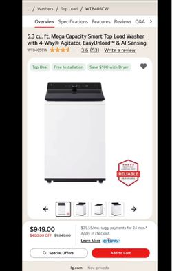 LG WASHER & ELECTRIC DRYER