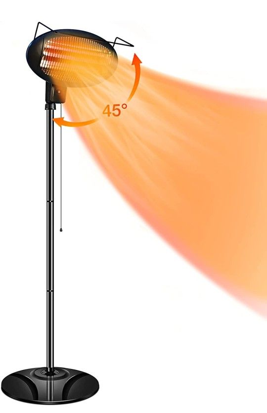 TRUSTECH Patio Outdoor/Indoor Heater - 3 Ajustable Heating Modes of 500/1000/1500W, 3s Rapid Heating & Waterproof IP34 with Tip-Over Protection