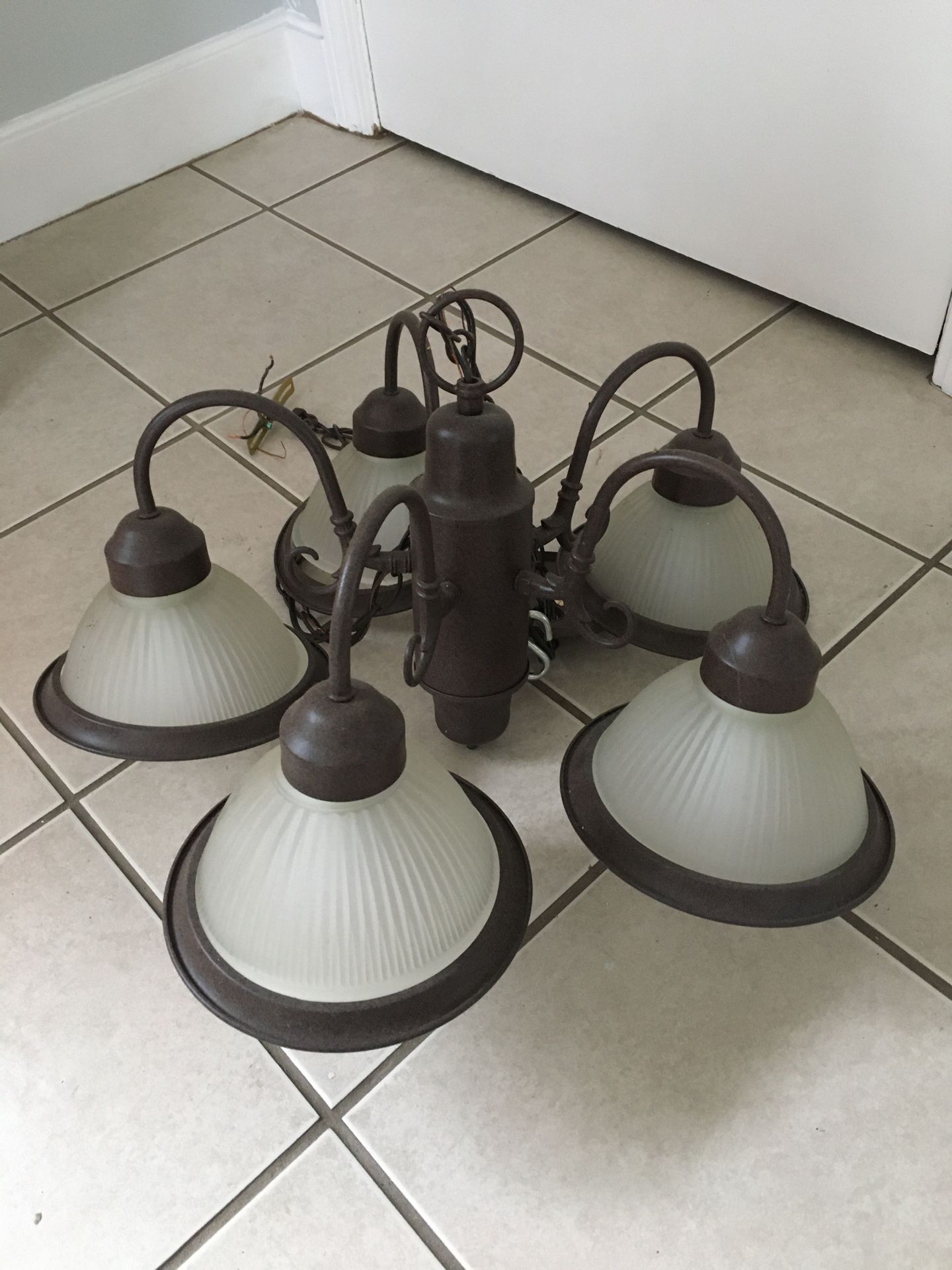 Bronze five light chandelier