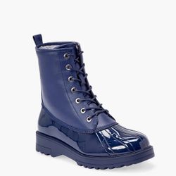 JUST FAB Amy Lace-Up Waterproof Duck Boot (Size 6) (Navy Blue)
