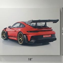Porsche GT3 RS Canvas Wall Art 18x24 Sports Car Poster Supercar Luxury Car Decor Gift Men