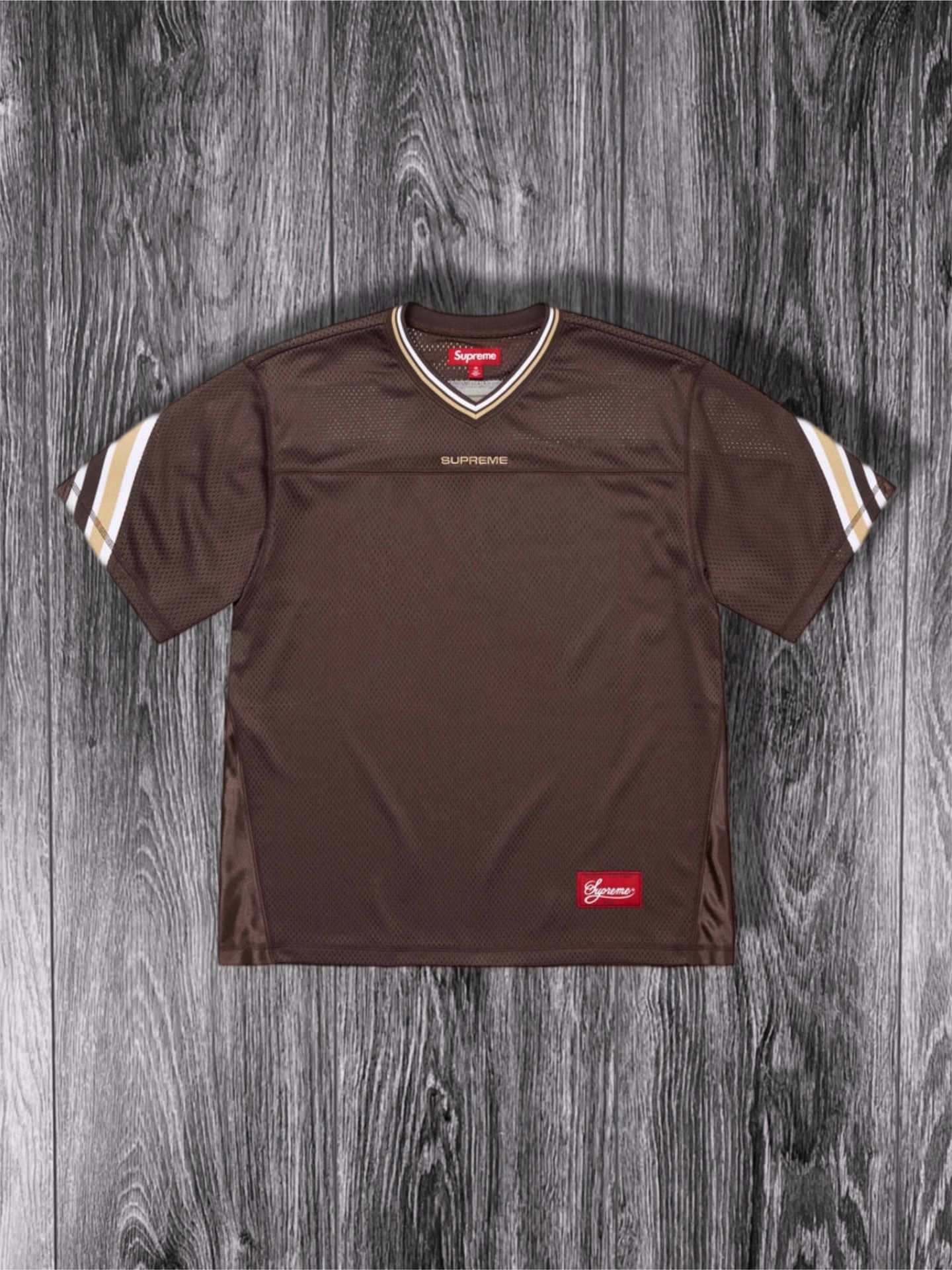 Supreme Jacquard Rib Football Jersey 'Brown' New Size Large