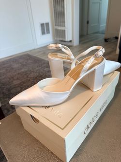 Dolce Vita White Satin Heels
