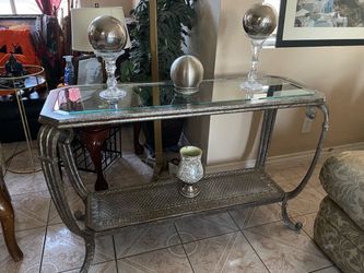 Bevel glass grey console