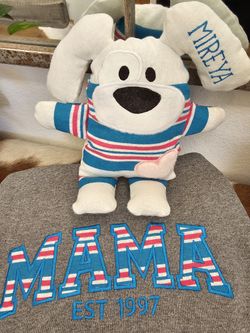 Mama Embroidered Sweater And Puppy Made From Baby Hospital Blanket