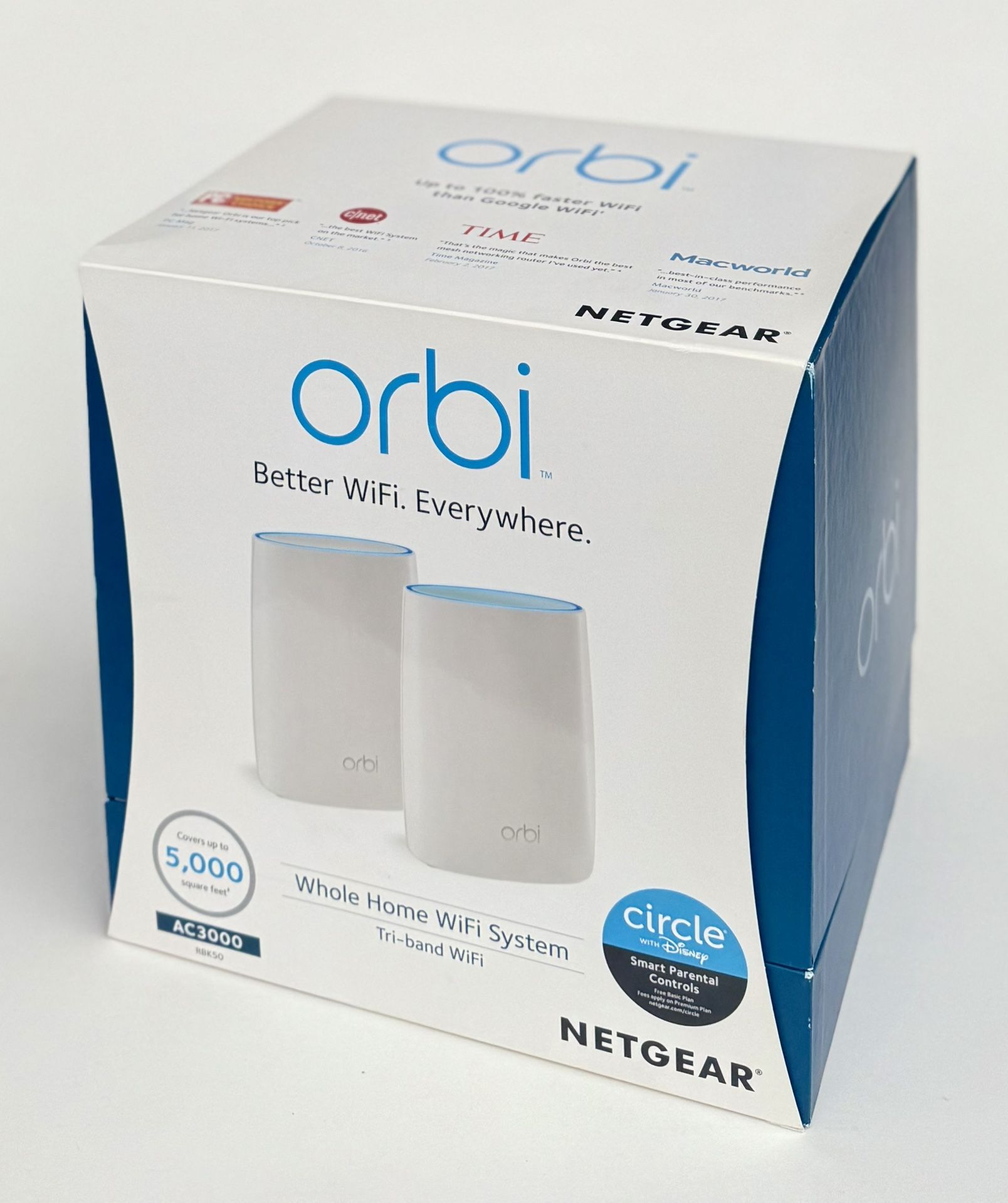 Netgear Orbi AC3000 Trri-Band Wireless Router - White, Pack of 2 (RBK50-100NAS)
