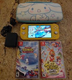 Nintendo Switch Lite Yellow Console With Case And Games