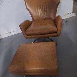 West Elm Swuvel Tan Leather Ottoman  $500.00 OBO