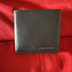 New Giorgio Armani Men's Bi-fold Leather Wallet Black 3 Card Slots Coin Purse