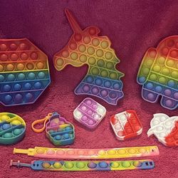 Lot Of 10 Sensory Pop Its Fidget Stress Toys NEW!