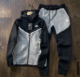 Nike Tech Fleece Tracksuit Set Black Grey