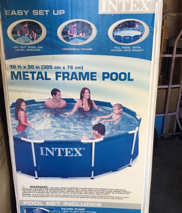Intex Easy Set Up Metal Frame Pool 10 Ft X 30 Inches Filter Pump And Intex Easy Set Up Metal Frame Pool 10 Ft X 30 Inches Filter Pump And Debris Cover
