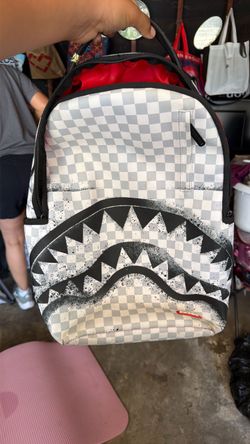 spray ground backpack checkers white