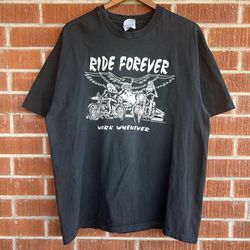 Vintage 1994 Ride Forever Work Whenever Motorcycle T-shirt Size XL