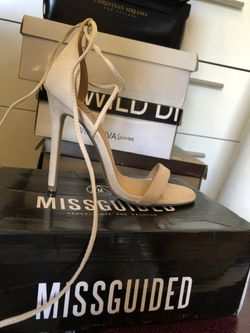 Misguided brand pink/nude lace up heels