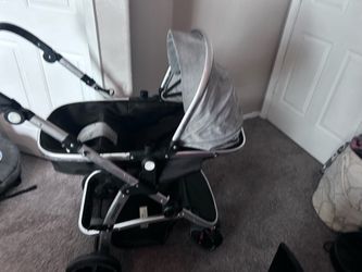 Hagaday Baby Stroller, 2-in-1 Reversible Toddler Seat with Basket Mode, Foldable Infant Stroller with Canopy, One Button Brake, Adjustable Handle, New
