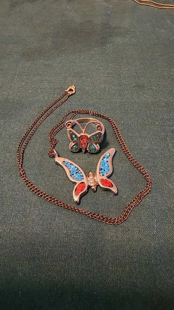 Butterfly Necklace And Ring