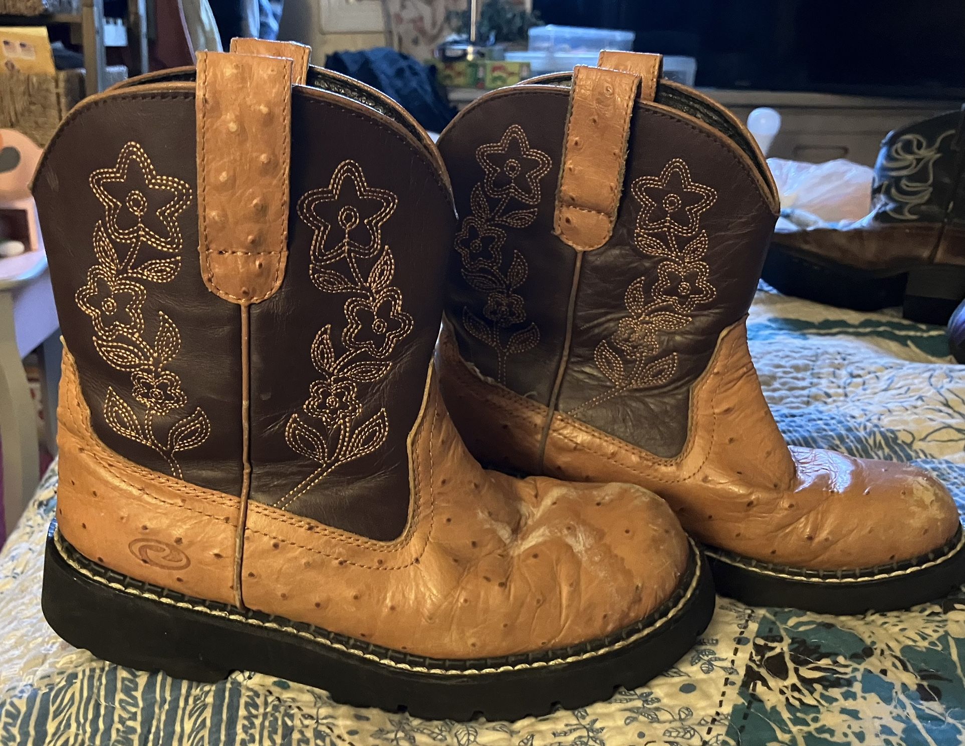 Roper ostrich Leather Boot Size 6.5 Women