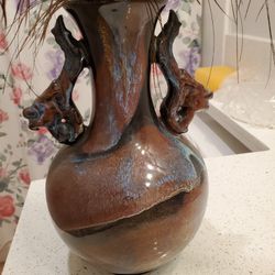 Flower Vase with Peacock Feather