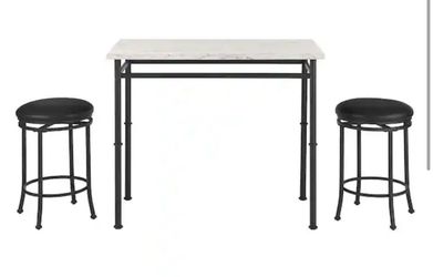 Bar Table Set with Faux Marble Top (42 in. W x 32 in. H)