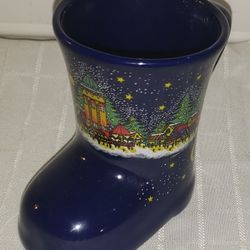 Rare Blue Vintage German Trierer Weihnachts Markt Christmas/Holiday Boot Mug
