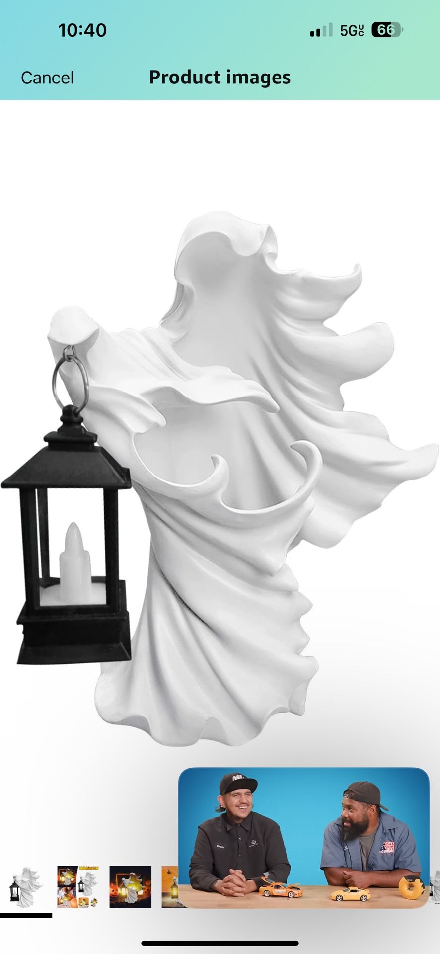 Ghost Statue Decoration Scary Hell Messenger with LED Lantern Resin Statue Cracker Barrel Ghost for Home Room Desk Garden Yard Outdoor Decor (White)